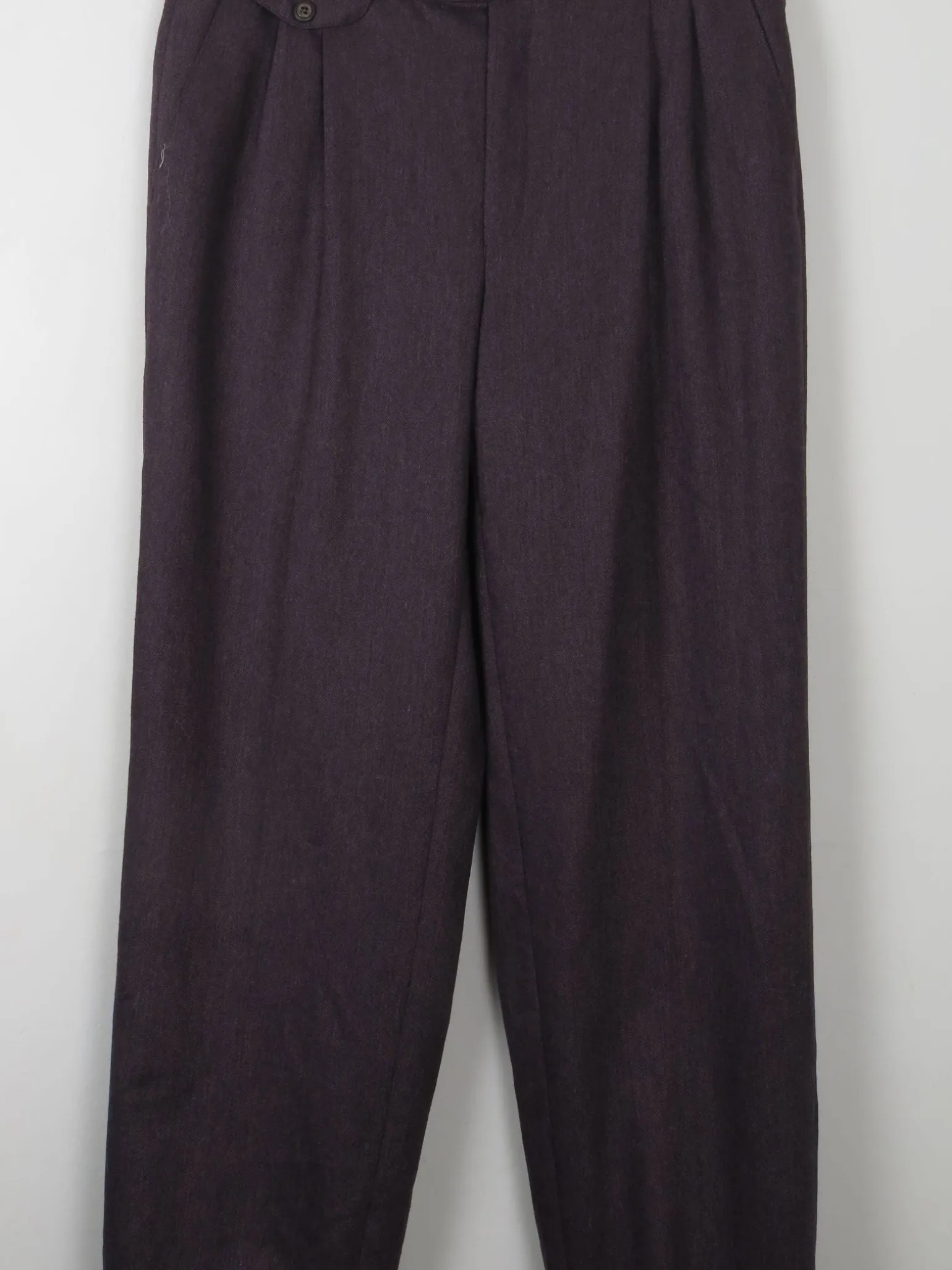 Men's Vintage Wool Trousers Wine/Brown 33" W 31"L