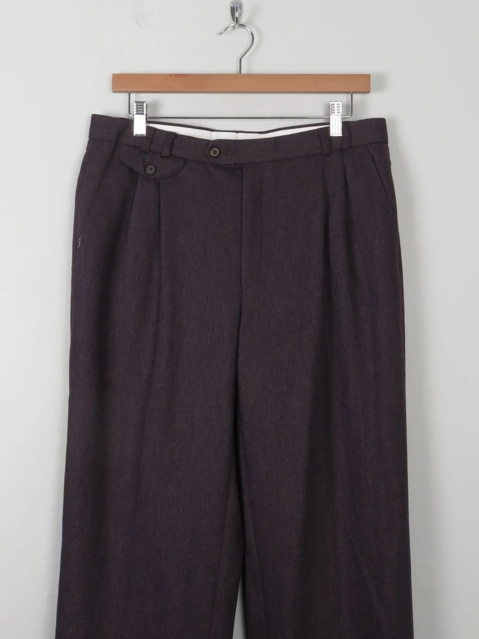 Men's Vintage Wool Trousers Wine/Brown 33" W 31"L