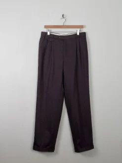 Men's Vintage Wool Trousers Wine/Brown 33