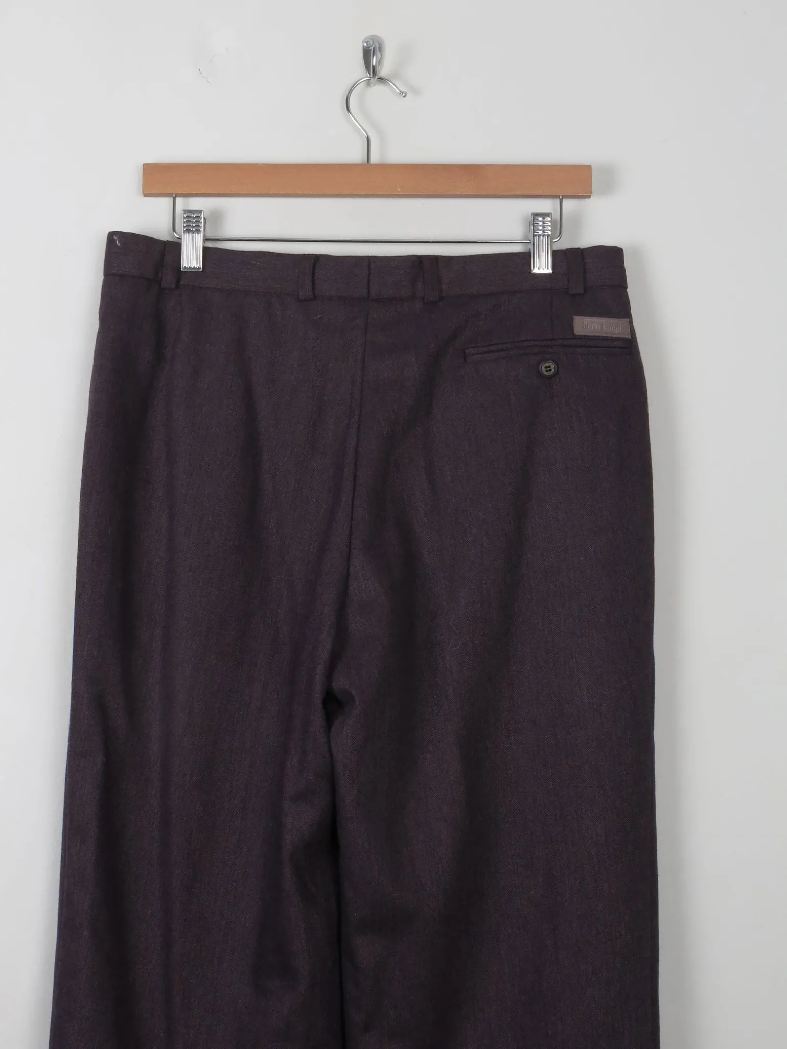 Men's Vintage Wool Trousers Wine/Brown 33" W 31"L