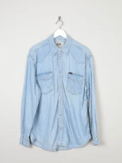 Men's Vintage Wrangler Denim Shirt Relaxed Fit M