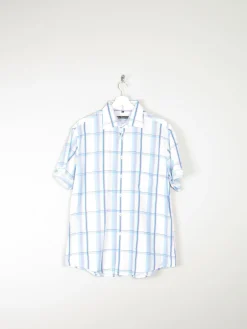 Men's White Cotton Check Short Sleeve Ben Sherman Shirt L