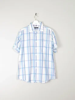 Men's White Cotton Check Short Sleeve Ben Sherman Shirt L