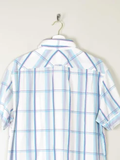 Men's White Cotton Check Short Sleeve Ben Sherman Shirt L
