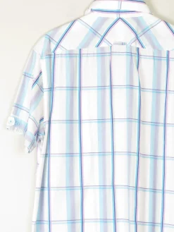 Men's White Cotton Check Short Sleeve Ben Sherman Shirt L