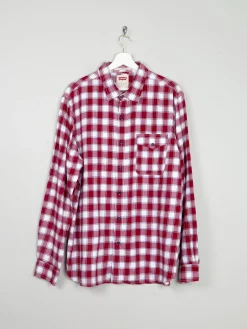 Men's Wine & White Check Levi's Flannel Shirt XL