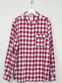 Men's Wine & White Check Levi's Flannel Shirt XL