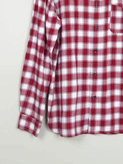 Men's Wine & White Check Levi's Flannel Shirt XL
