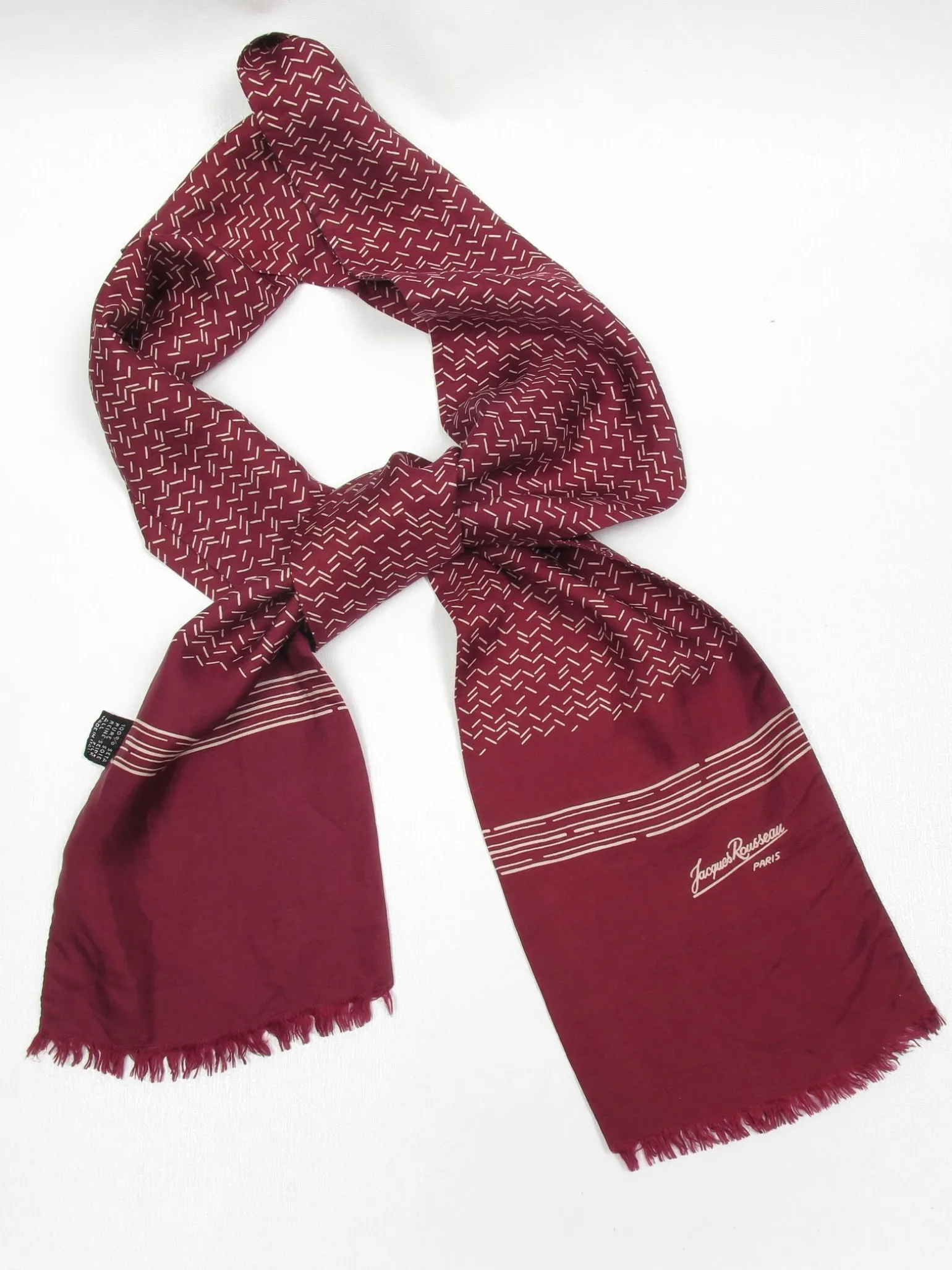 Men's Wine Silk Vintage Cravat Jacques Rousseau Scarf