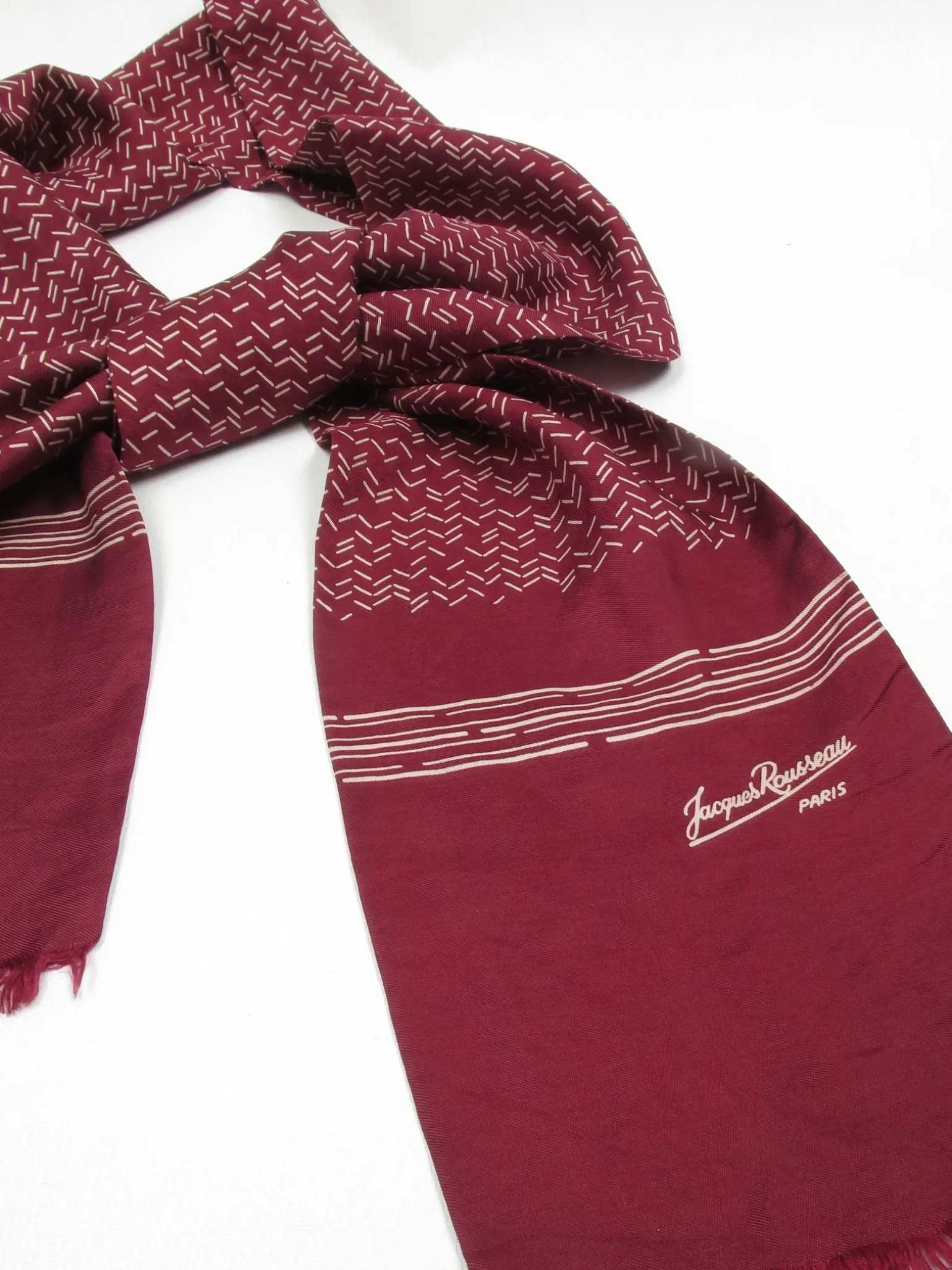 Men's Wine Silk Vintage Cravat Jacques Rousseau Scarf