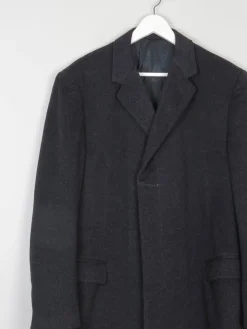 Men’s Wool Dark Grey Vintage Cashmere Coat 46" L/XL