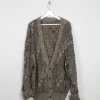 Men's Yellow & Grey Vintage Cardigan Patterned Wool L/XL