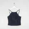 Midnight Blue Taffeta Corset Style Top S 8/10