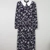 Navy & Ivory Floral Printed Ghost/M&S Dress With Collar  8