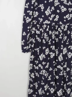 Navy & Ivory Floral Printed Ghost/M&S Dress With Collar  8