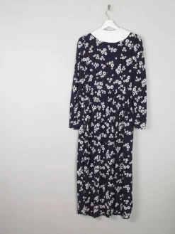 Navy & Ivory Floral Printed Ghost/M&S Dress With Collar  8