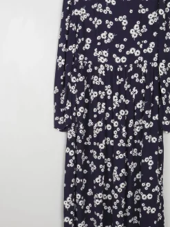 Navy & Ivory Floral Printed Ghost/M&S Dress With Collar  8