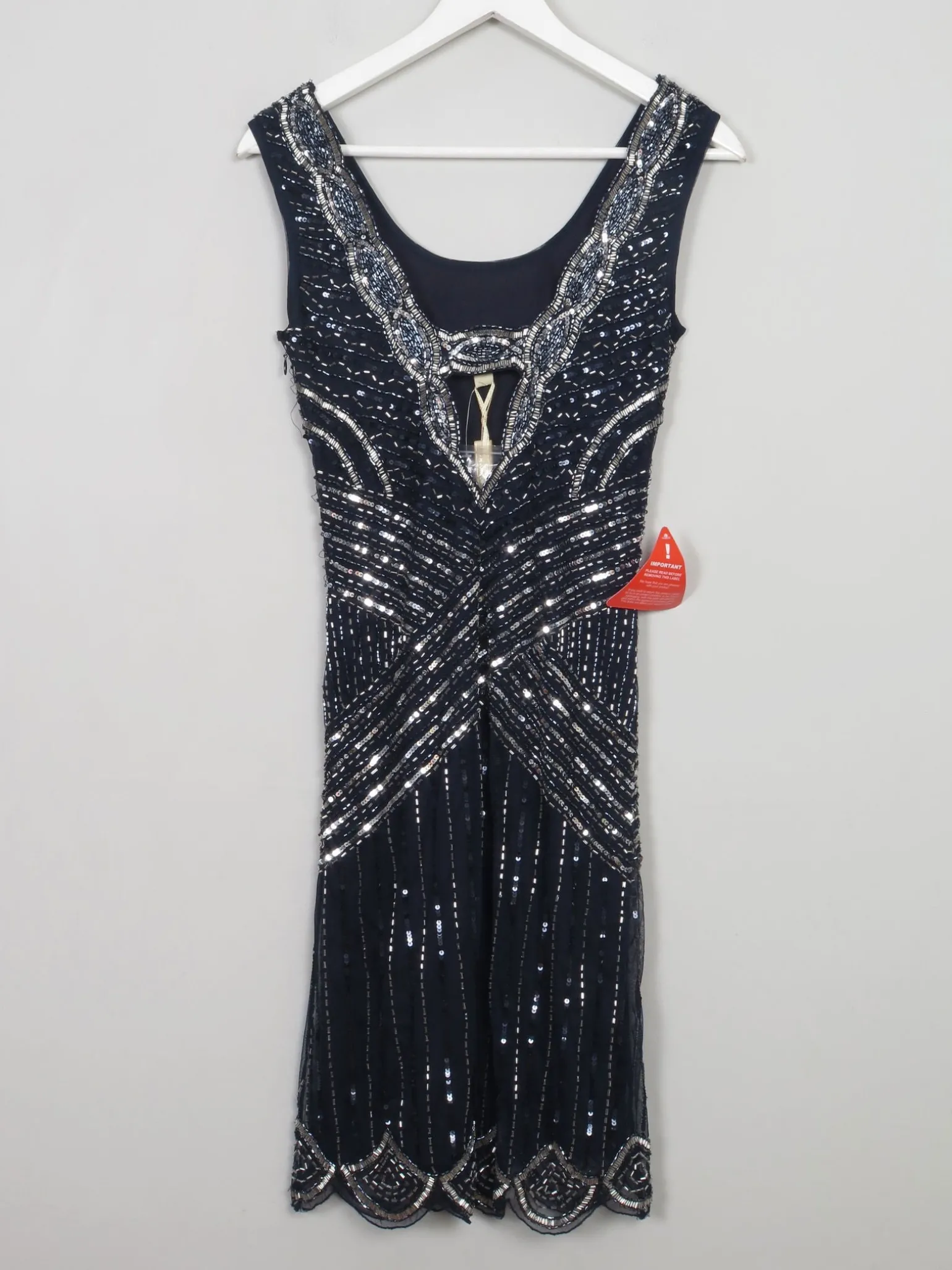 Navy Flapper 1920s Style Beaded Dress New 8