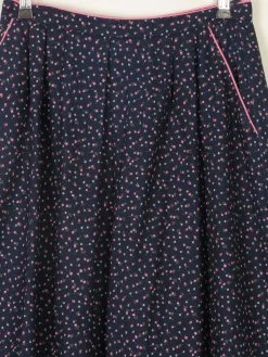 Navy Floral Vintage Prairie Skirt With Pockets 28