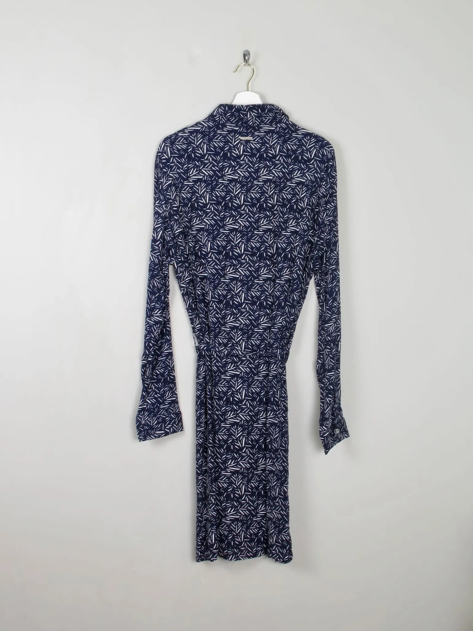 Navy Printed Dress With Collar New XL