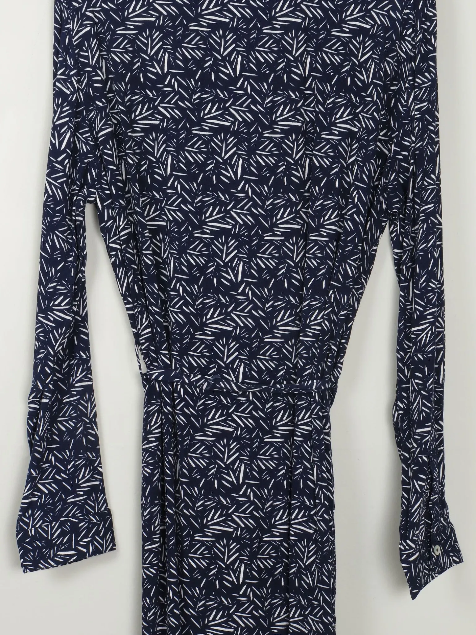 Navy Printed Dress With Collar New XL