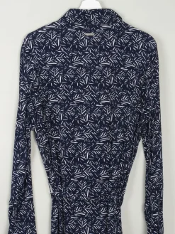 Navy Printed Dress With Collar New XL