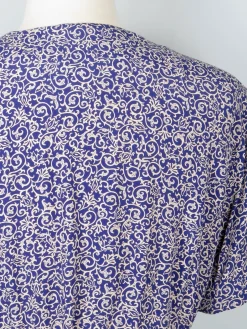 Navy Printed Knee Lenght Button Down Dress 10