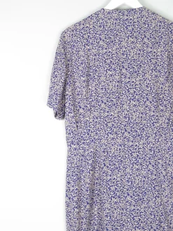 Navy Printed Knee Lenght Button Down Dress 10
