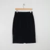 Navy Velvet Quilted Knee Length Vintage Pencil Skirt 31" 12