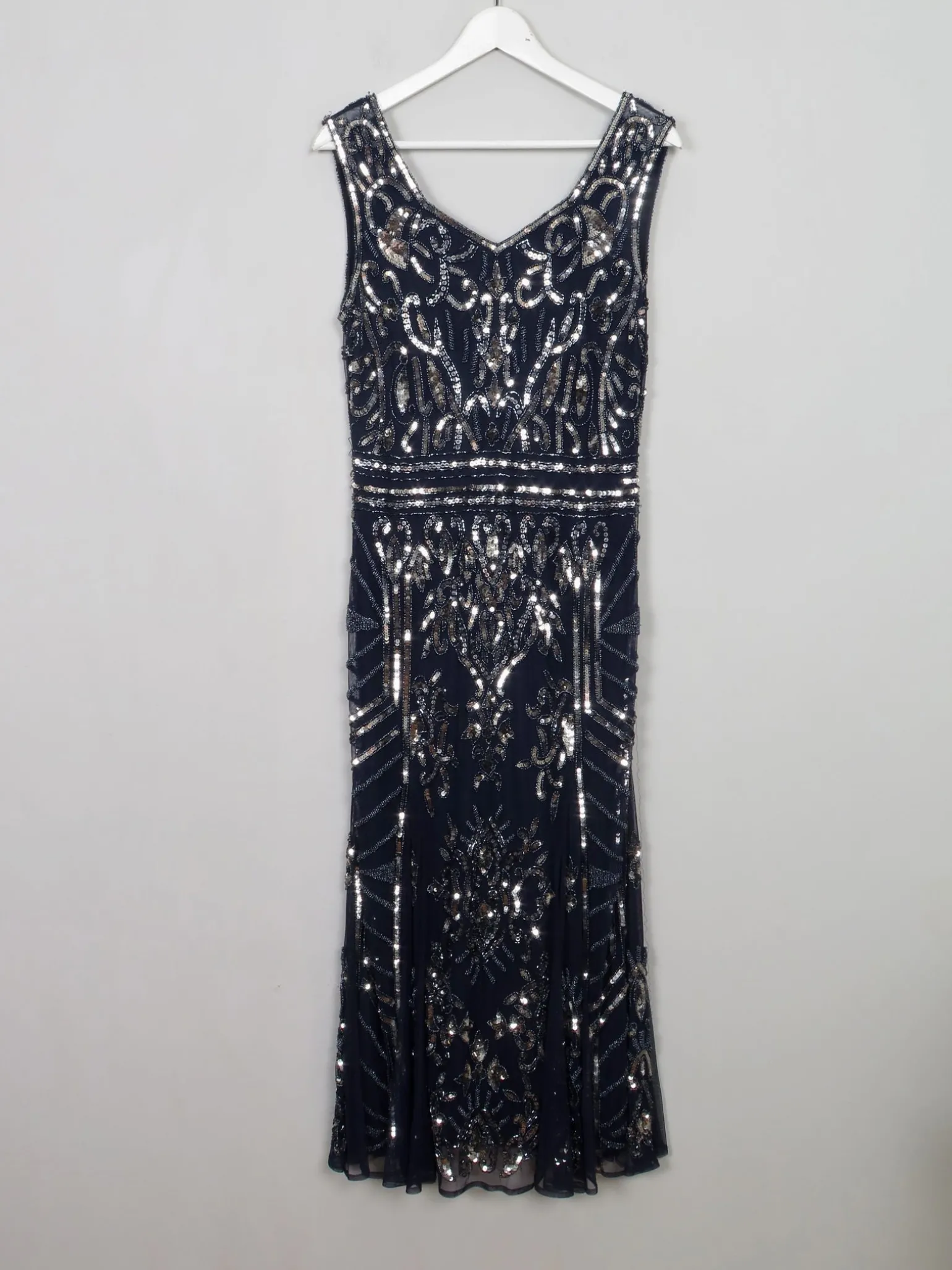 New Navy & Silver Vintage Style Evening Dress 14