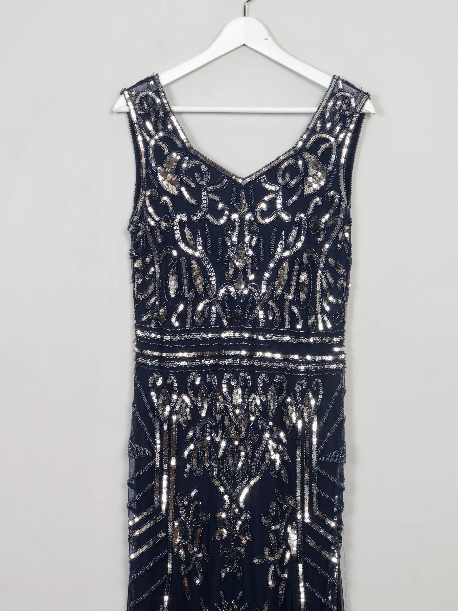 New Navy & Silver Vintage Style Evening Dress 14