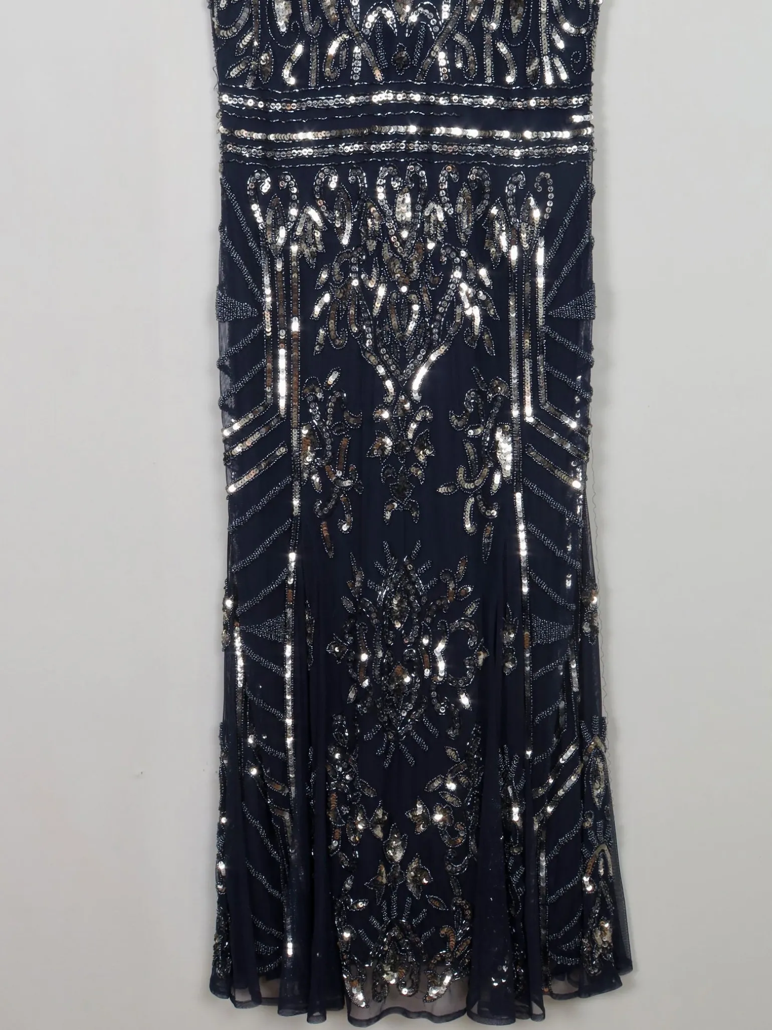 New Navy & Silver Vintage Style Evening Dress 14