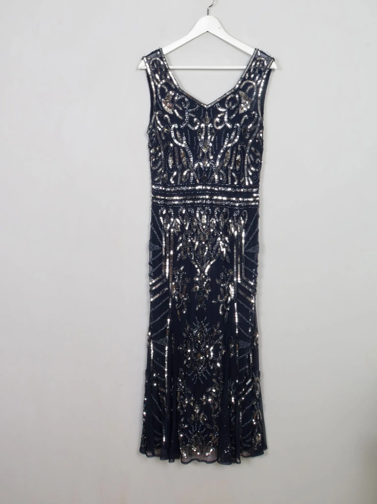 New Navy & Silver Vintage Style Evening Dress 14