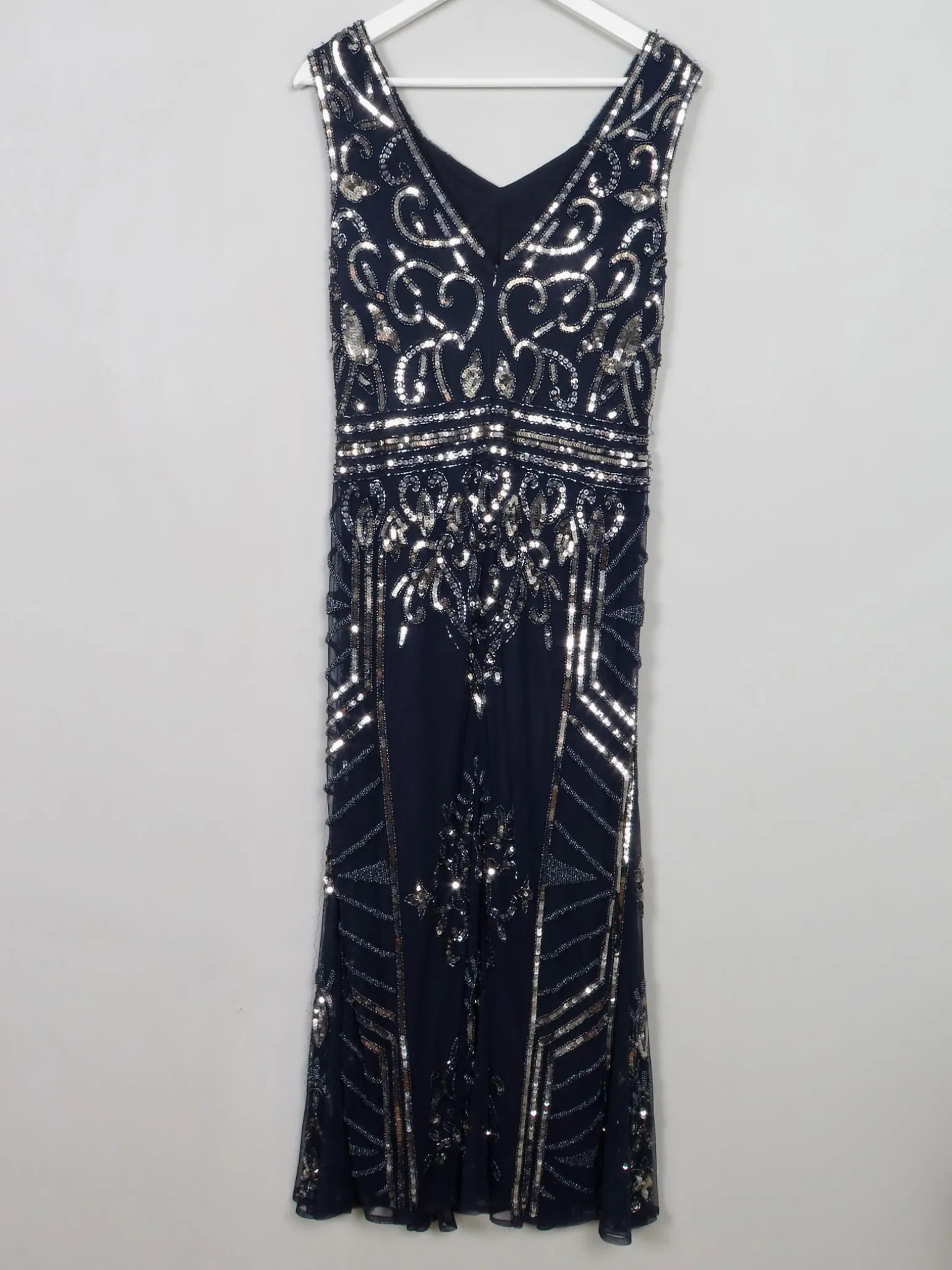 New Navy & Silver Vintage Style Evening Dress 14