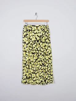 & Other Stories Yellow & Black Printed Midi Skirt M