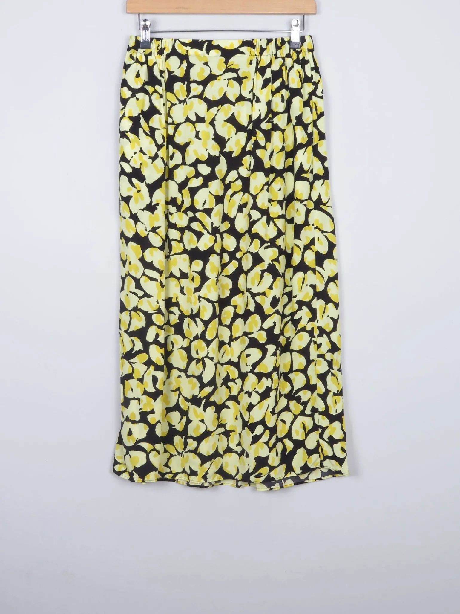 & Other Stories Yellow & Black Printed Midi Skirt M