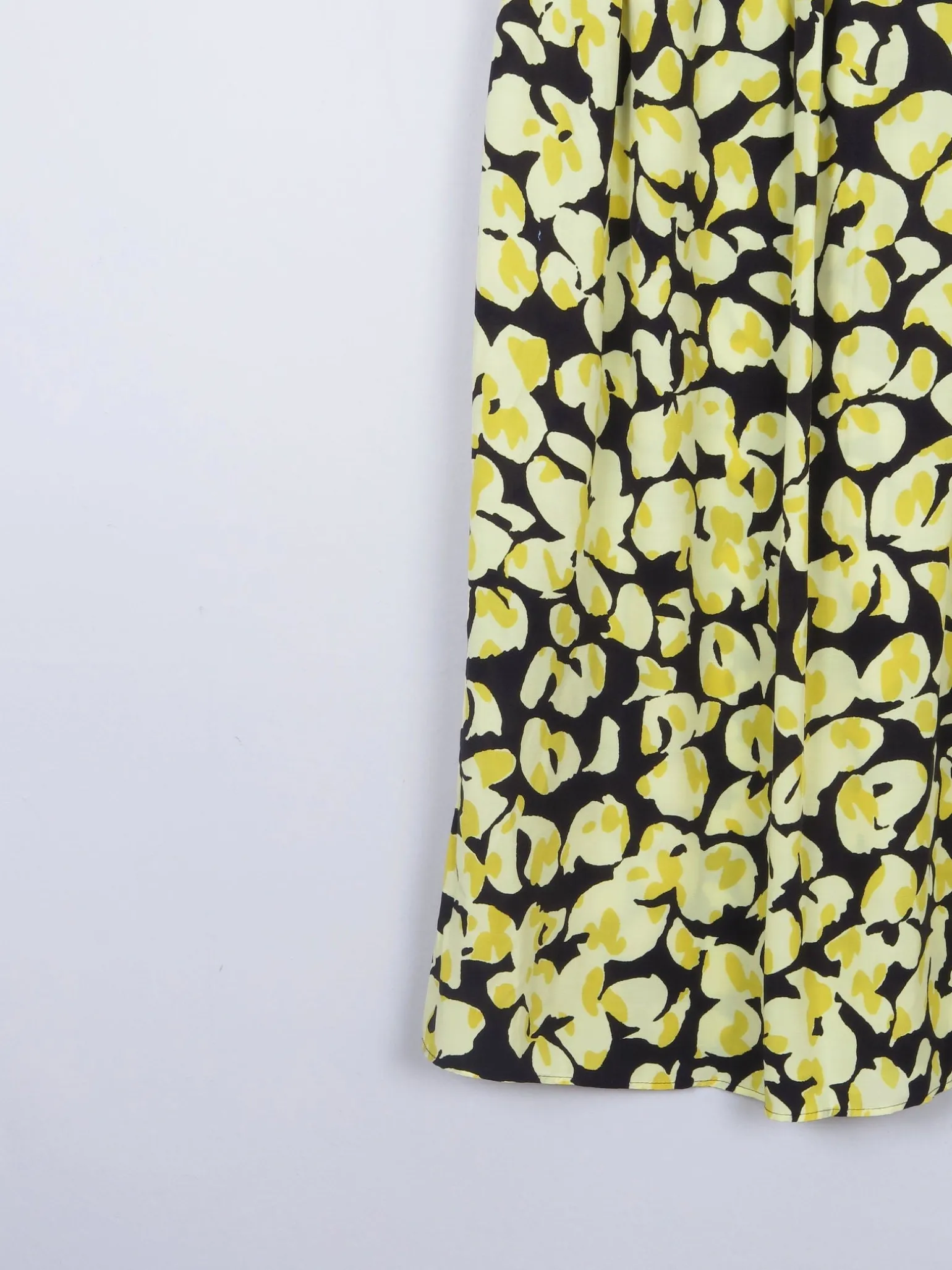 & Other Stories Yellow & Black Printed Midi Skirt M