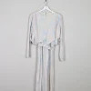 Pastel Colours Printed Vintage Midi Dress With Belt S