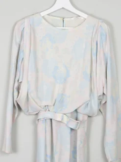 Pastel Colours Printed Vintage Midi Dress With Belt S