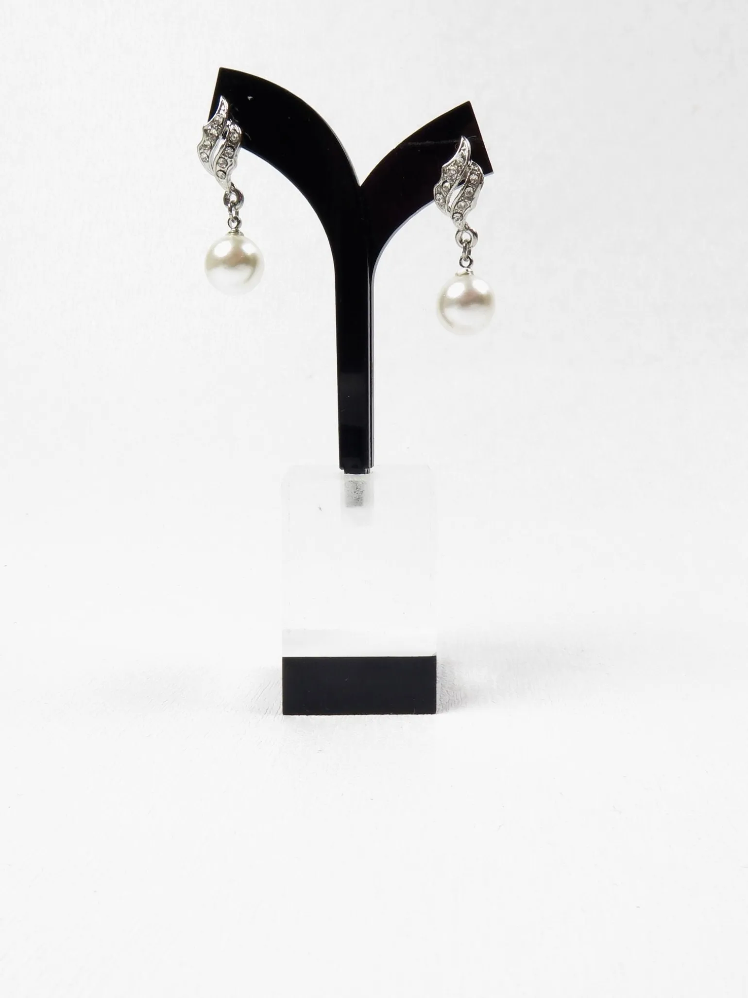 Pearl & Diamante Drop Earrings