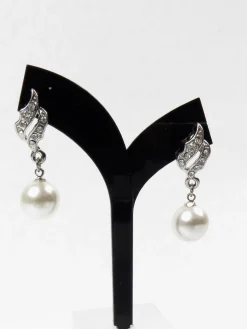 Pearl & Diamante Drop Earrings