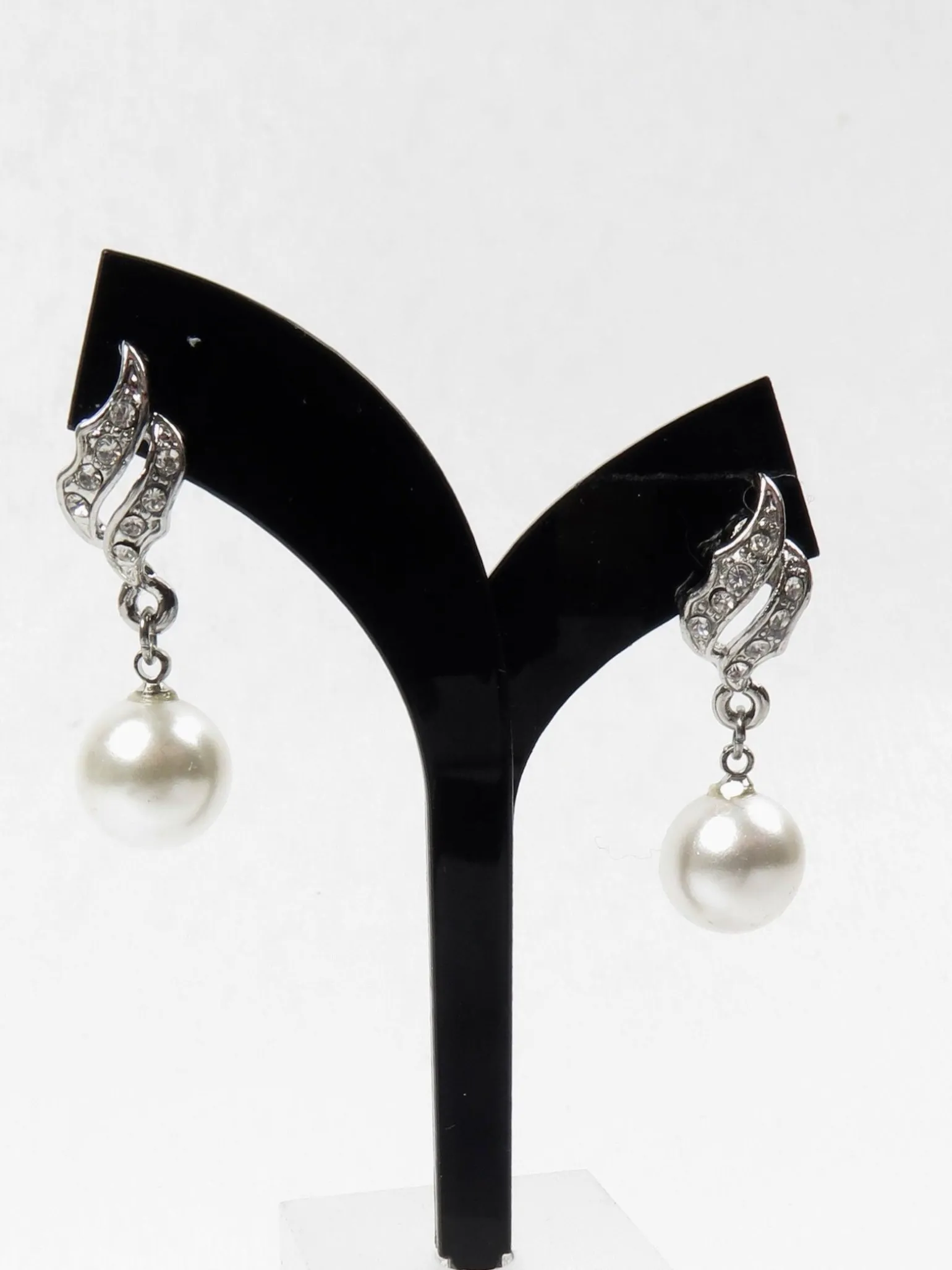Pearl & Diamante Drop Earrings