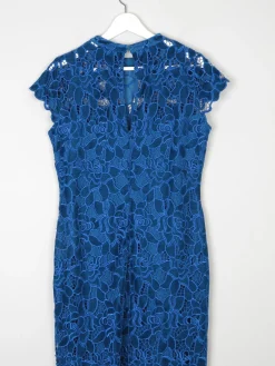 Petrol Blue Lace Vintage Style Velvet Dress 12 New