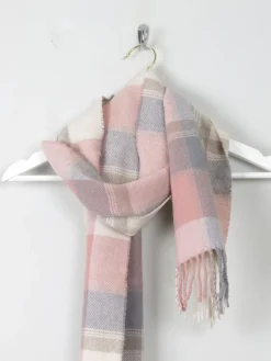 Pink & Green Check Wool Scarf