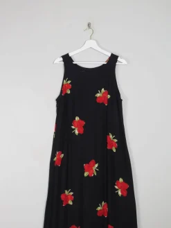 Printed Vintage Dress Black With Floral Print M/L