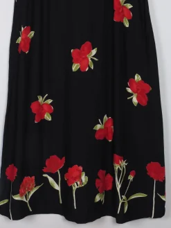 Printed Vintage Dress Black With Floral Print M/L