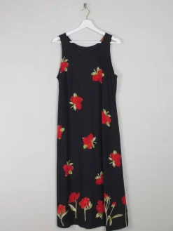 Printed Vintage Dress Black With Floral Print M/L