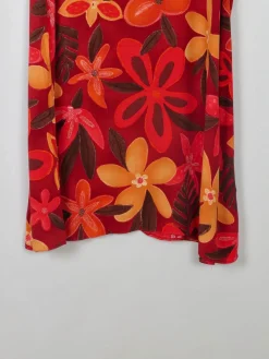 Printed Vintage Maxi Red & Orange Skirt S