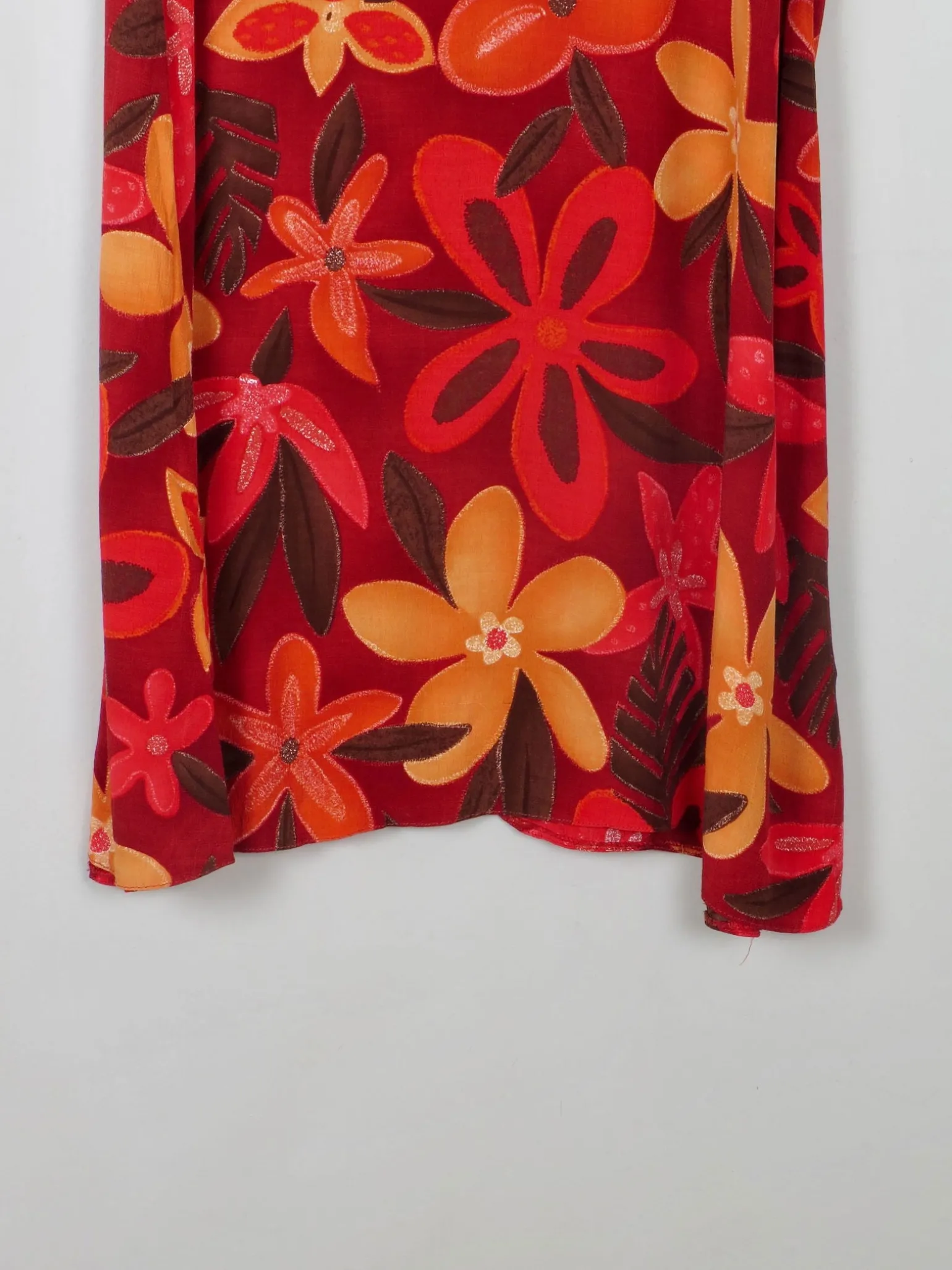 Printed Vintage Maxi Red & Orange Skirt S