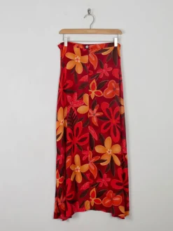 Printed Vintage Maxi Red & Orange Skirt S